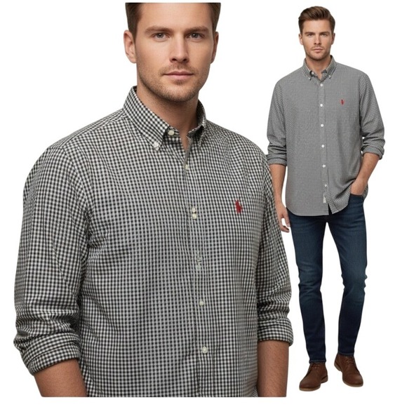 Vintage Ralph Lauren Marlowe Checkered Button-Down Shirt (80s-90s) XXL Nwot